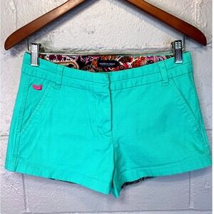 Southern Marsh Micro Mini Booty Shorts Womens Size 0 Green Paisley Trim Cotton